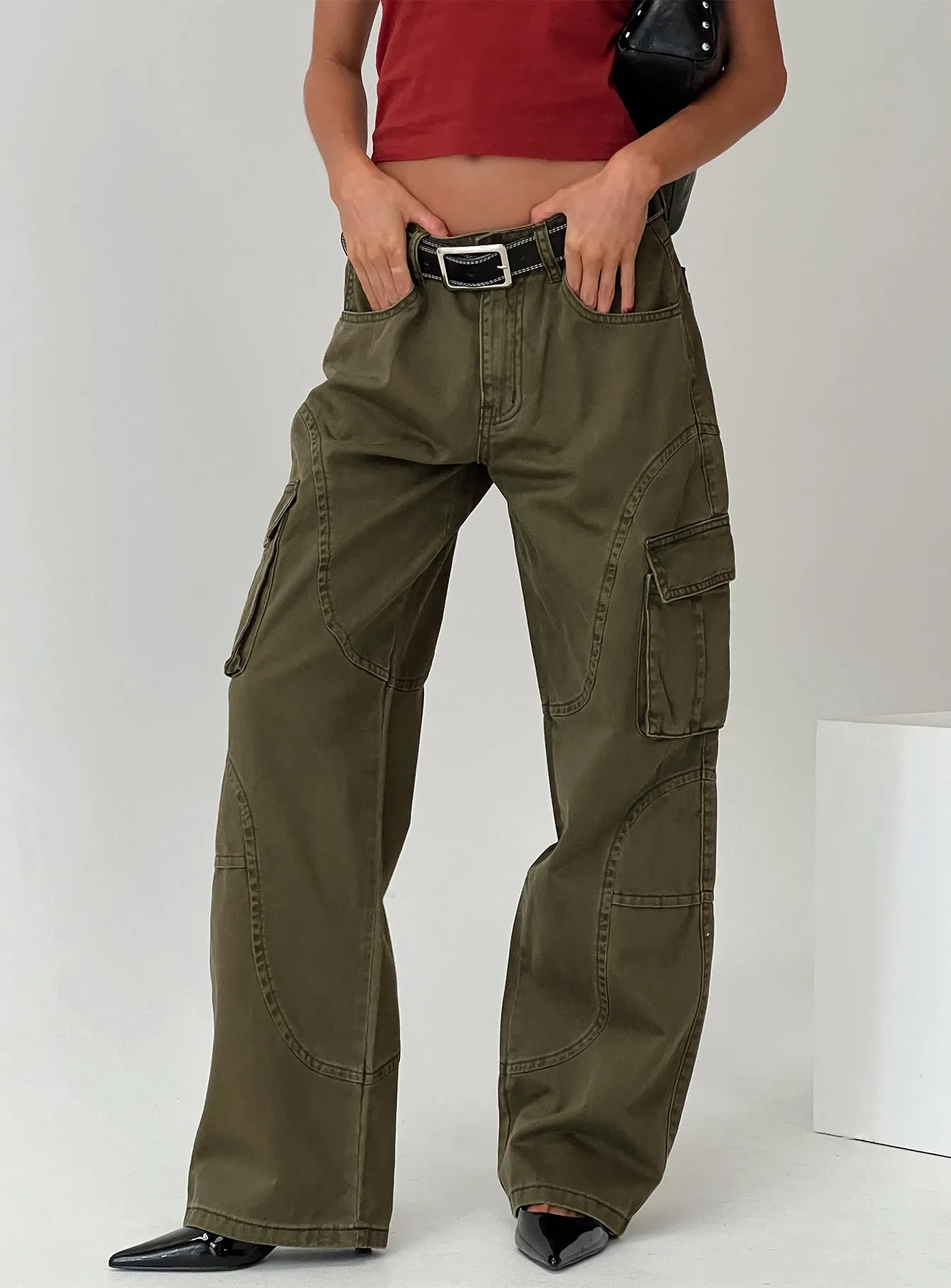 Ahstin Cargo Jeans Green Petite