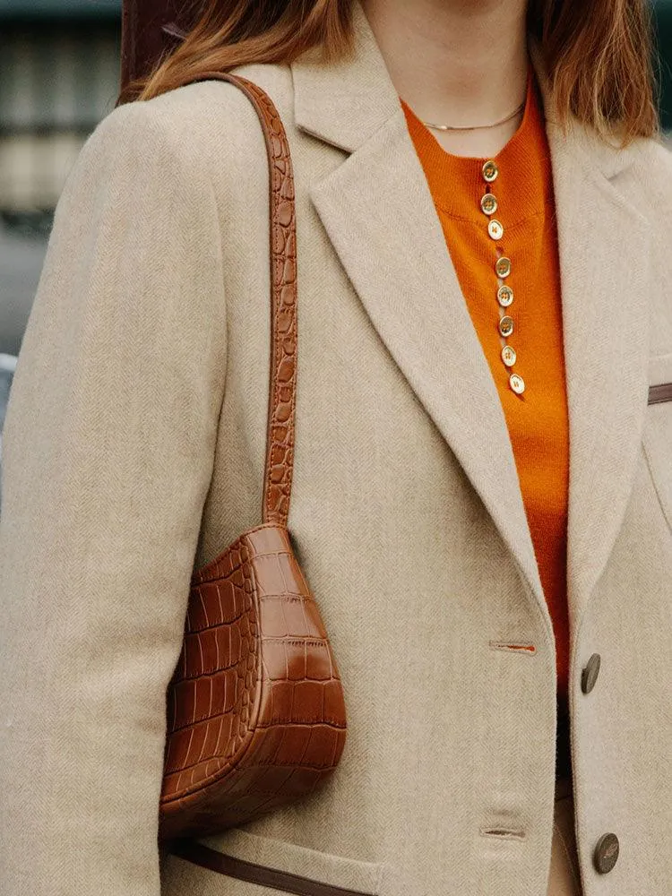 Apricot Wool Straight Blazer