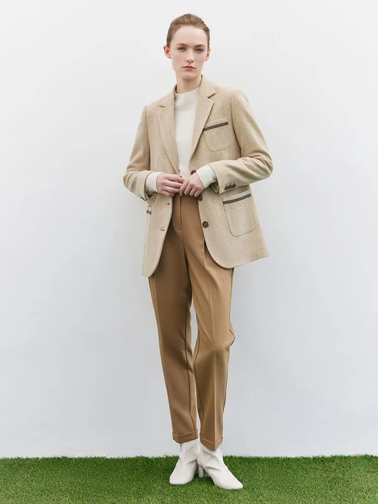 Apricot Wool Straight Blazer