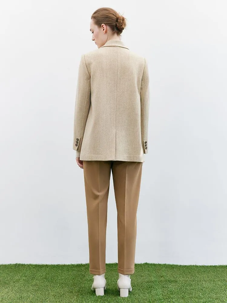 Apricot Wool Straight Blazer