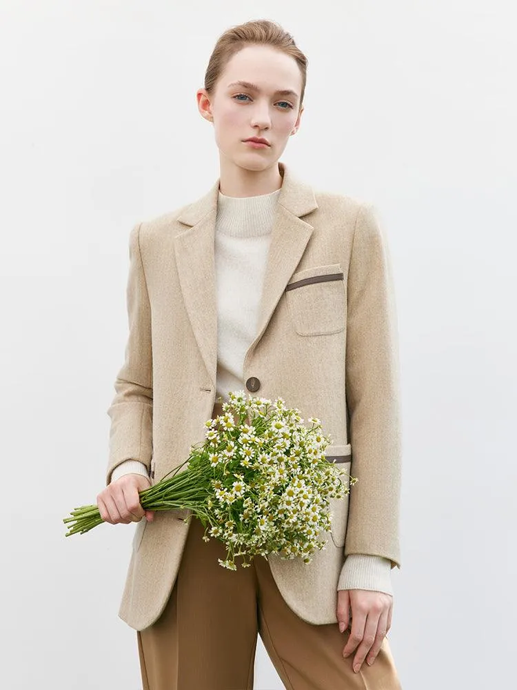 Apricot Wool Straight Blazer