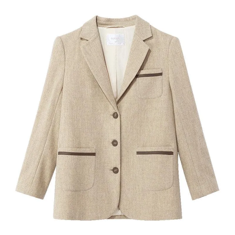 Apricot Wool Straight Blazer