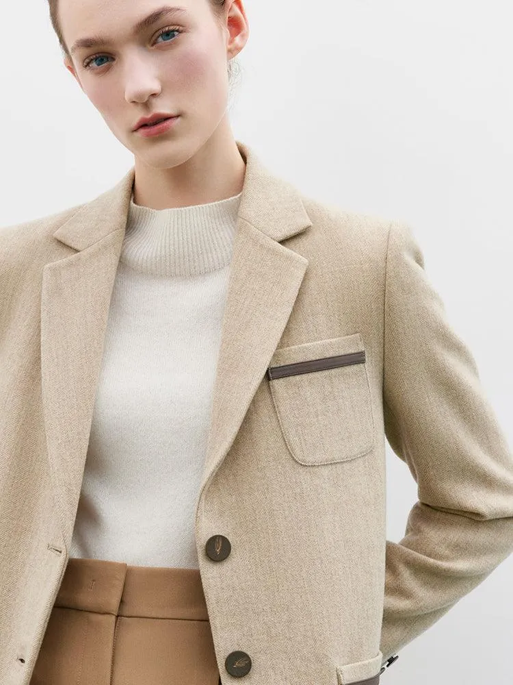 Apricot Wool Straight Blazer