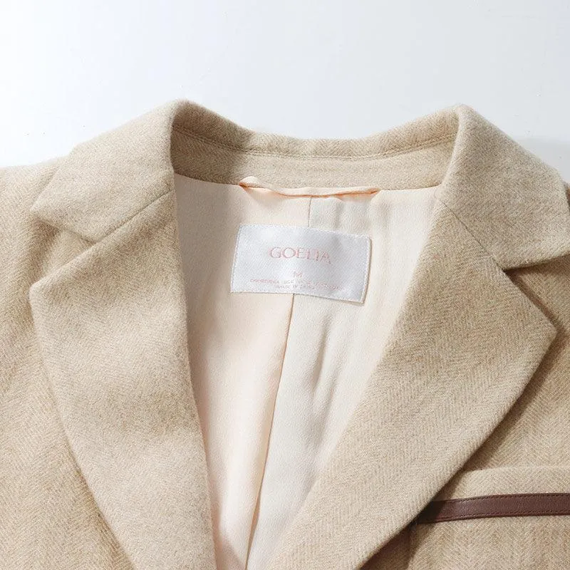 Apricot Wool Straight Blazer