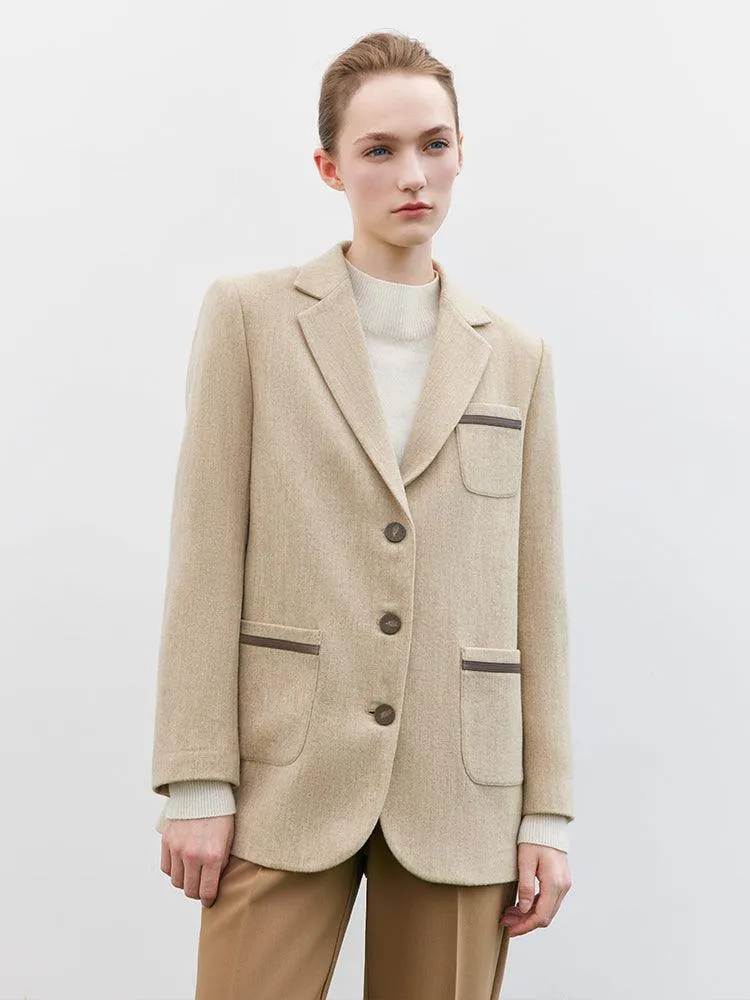 Apricot Wool Straight Blazer