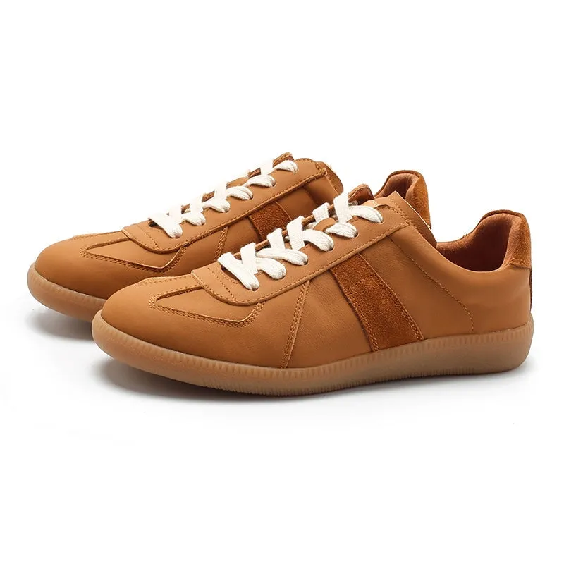 Army Trainer Leather Low-top Sneakers for Women in Khaki/Apricot/Brown/Pink/Beige