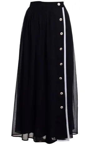 Black Georgette Skirt With Pockets And Lining