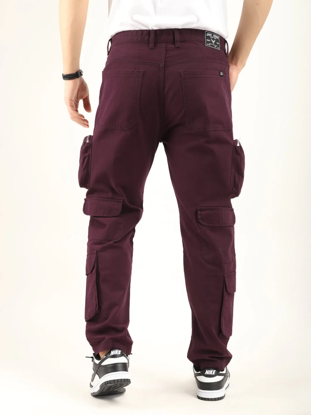 Boombox Wine Red Baggy Fit Cotton Cargo