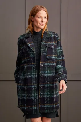 BOUCLE PLAID JACKET WITH NOTCH COLLAR-Alpine green