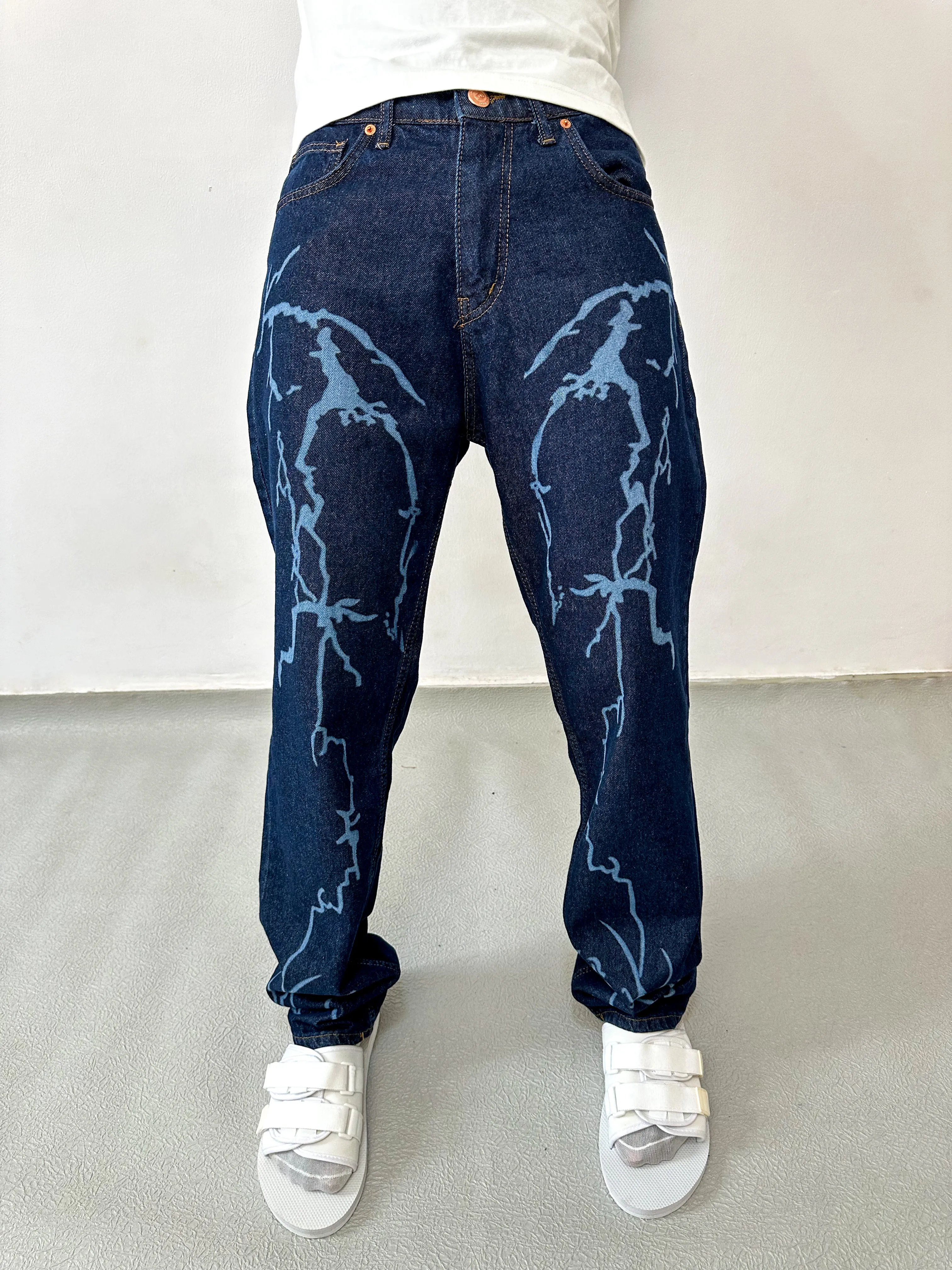 Cedric Lightning Relaxed Baggy Jeans