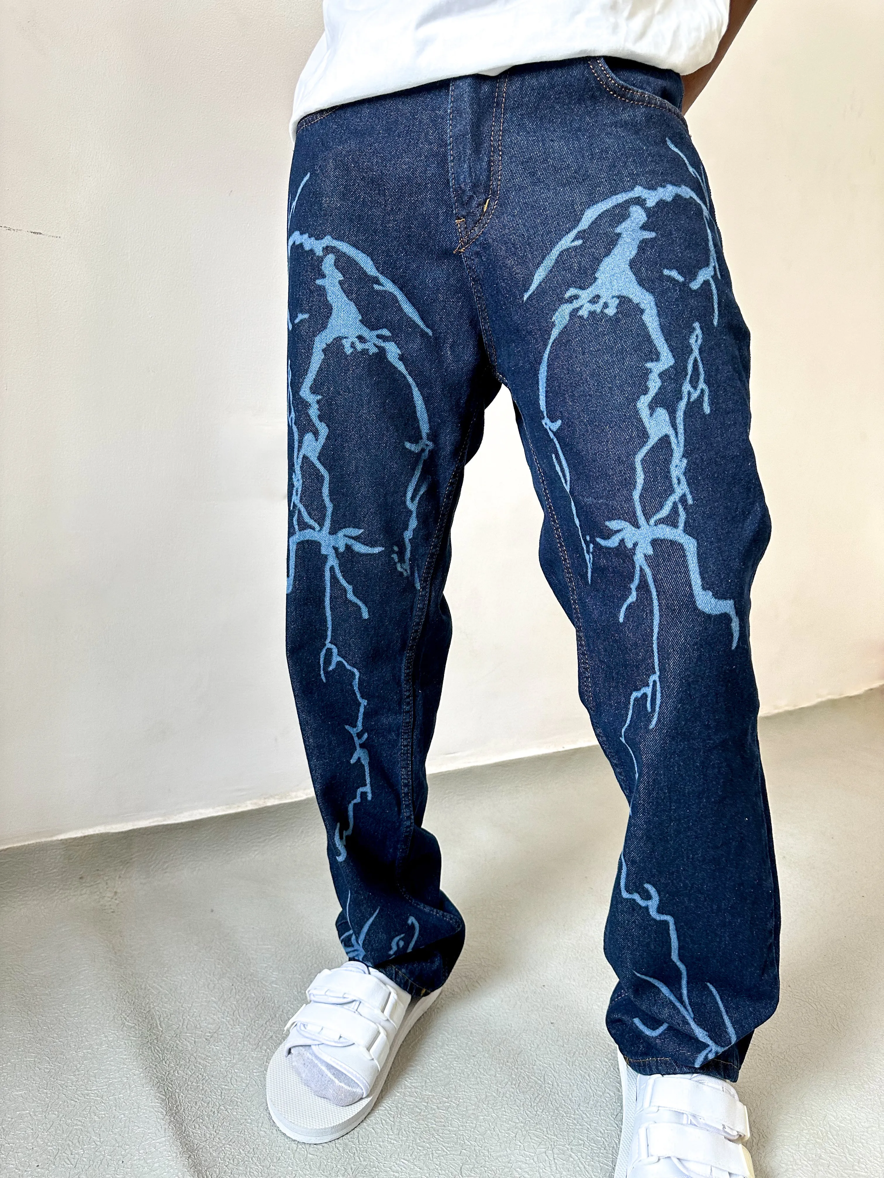 Cedric Lightning Relaxed Baggy Jeans