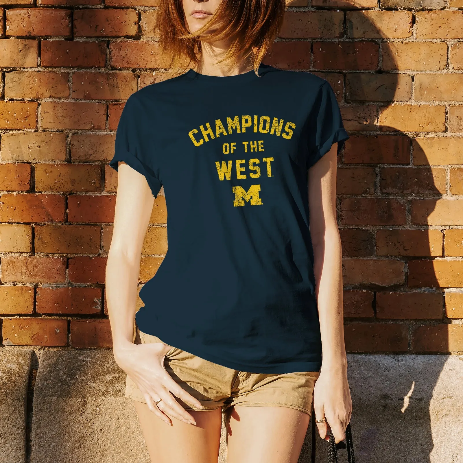 Champions of the West University of Michigan Basic Cotton Short Sleeve T Shirt - Midnight Navy