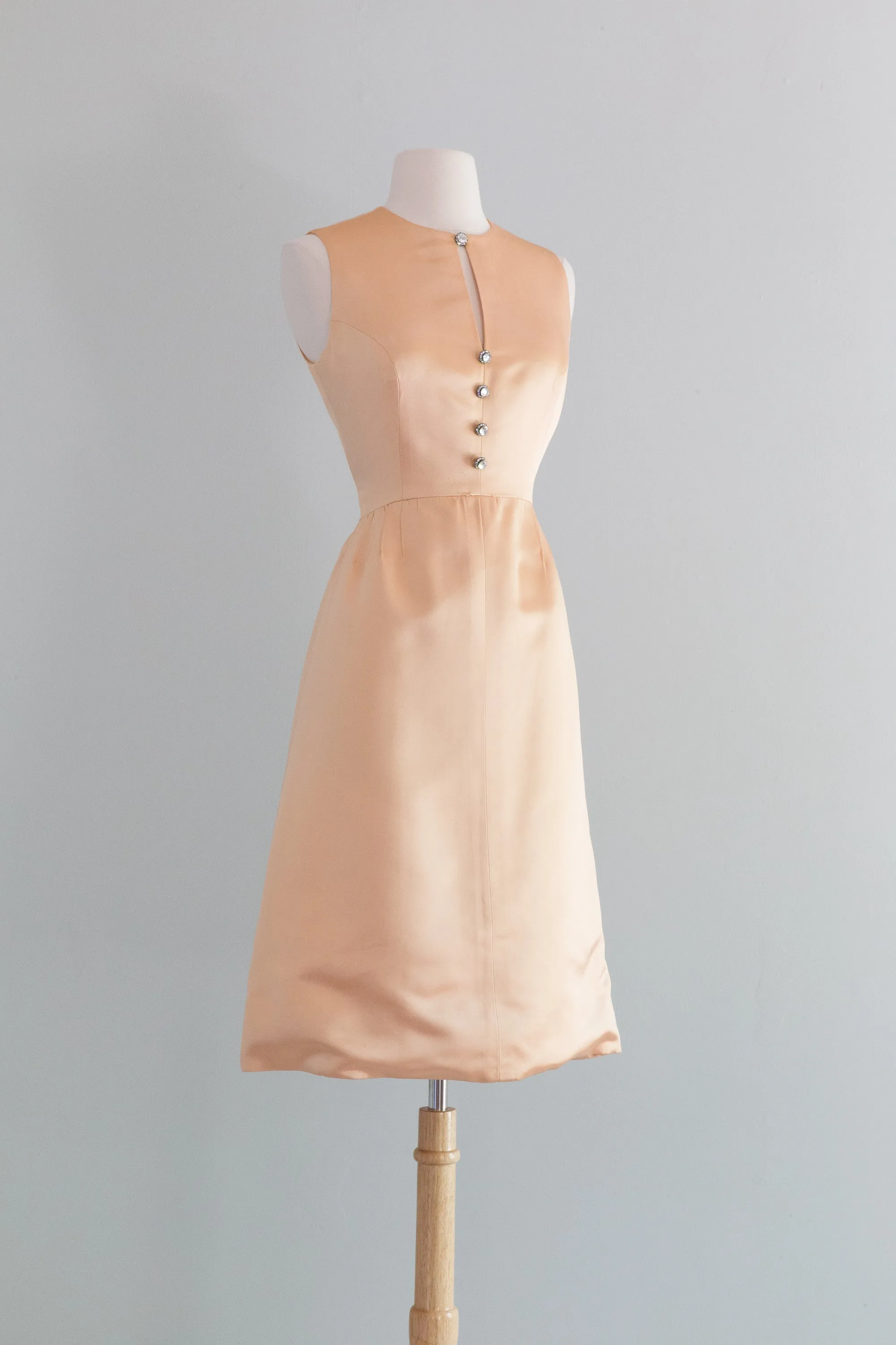 Chic 1960's Apricot Silk Dress & Jacket Set By Shannon Rodgers / Medium