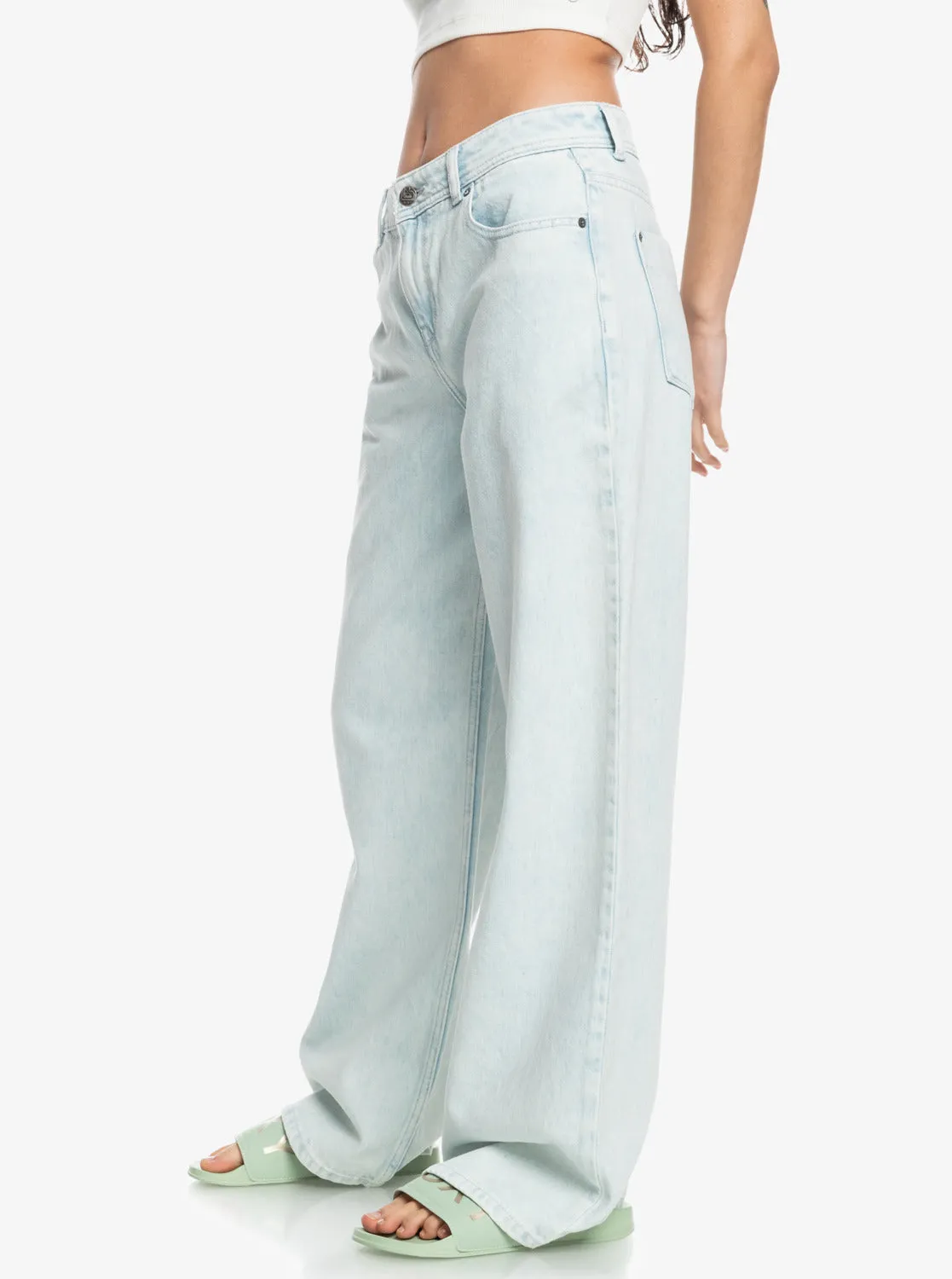 Chillin Way Baggy Jeans - Bleached Blue