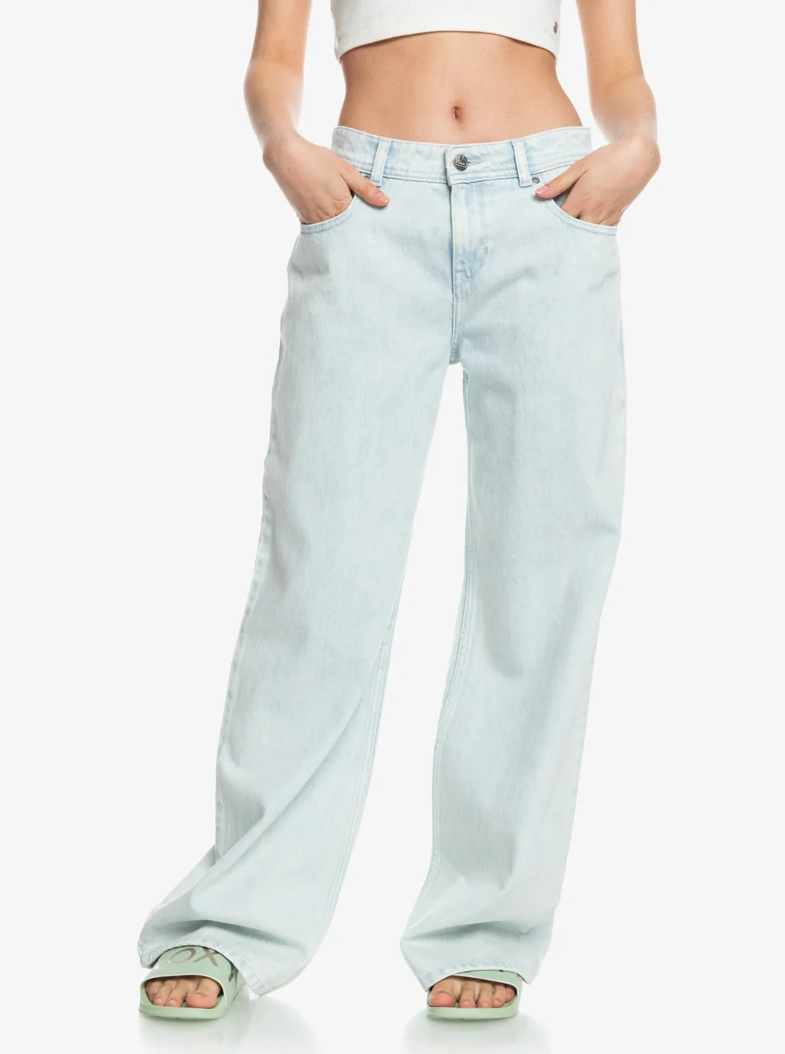 Chillin Way Baggy Jeans - Bleached Blue