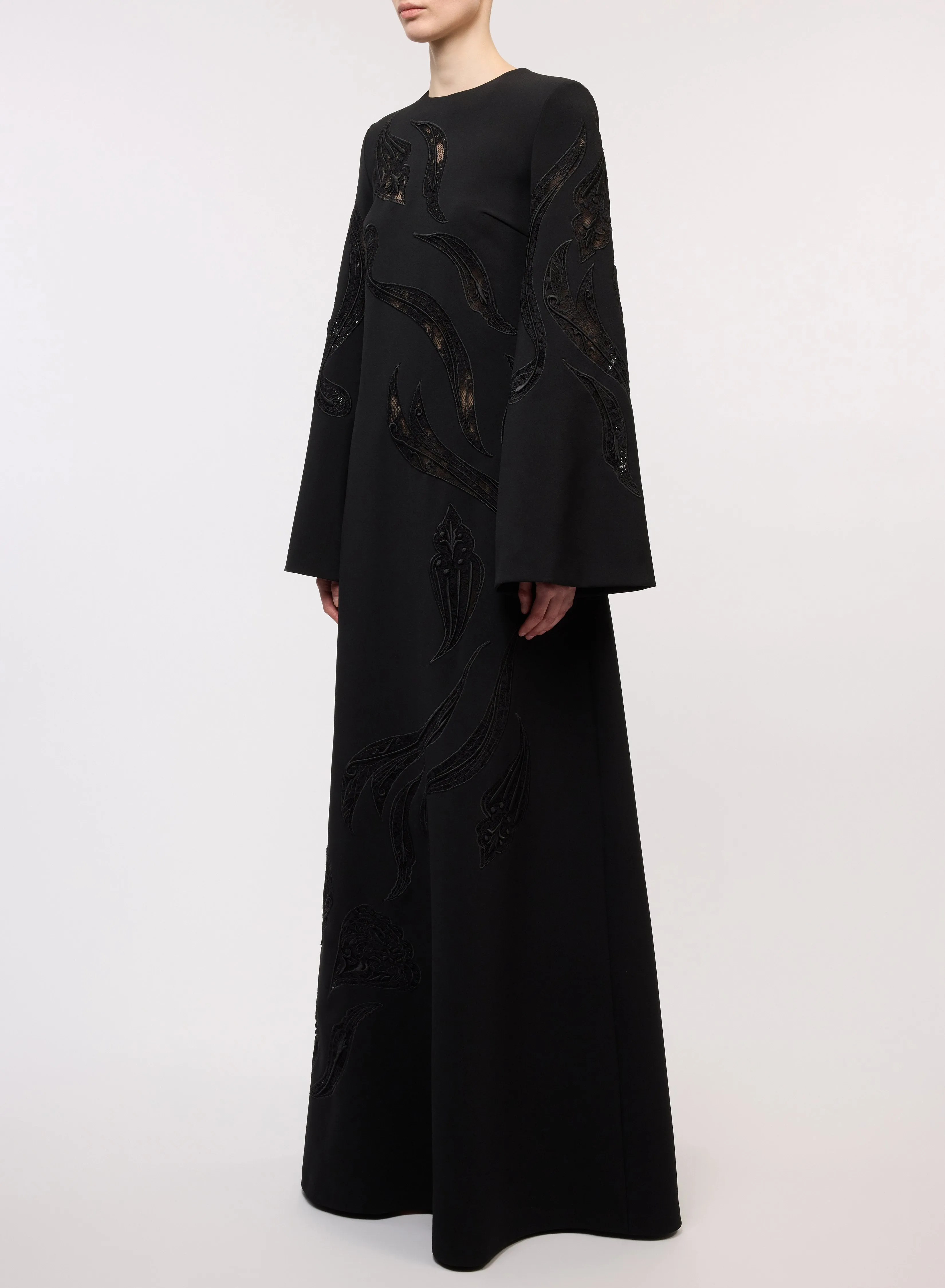 Crepe Kaftan with Lace Inserts