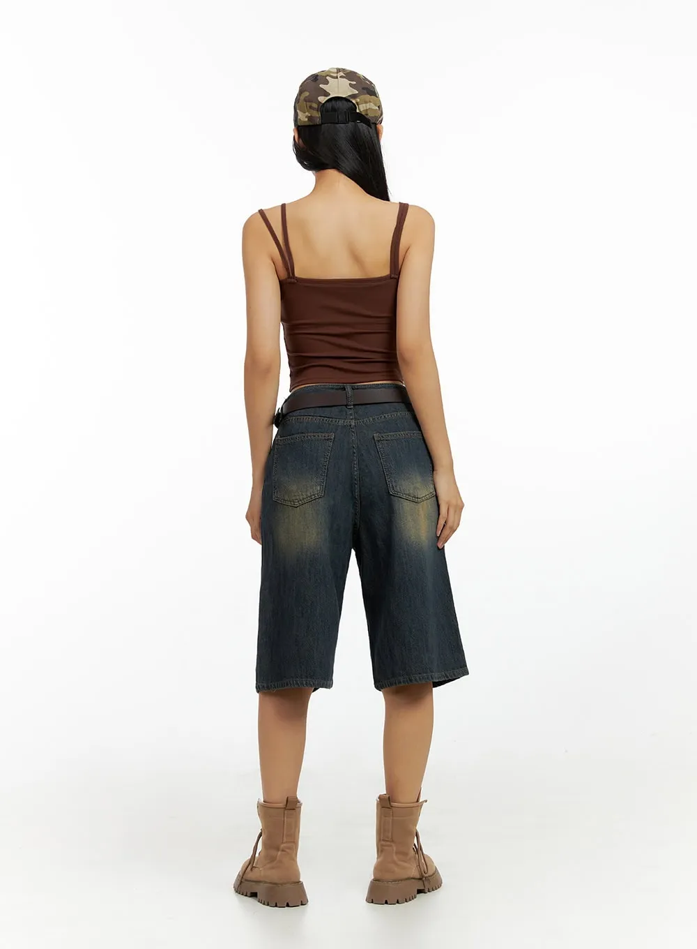 Dark Washed Wide Leg Jorts IL419