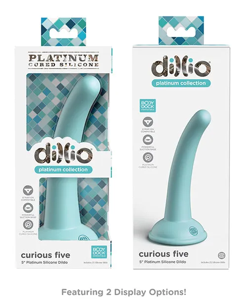 Dillio Platinum 5 Curious Five Silicone Dildo - Teal