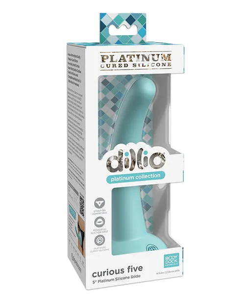 Dillio Platinum 5 Curious Five Silicone Dildo - Teal