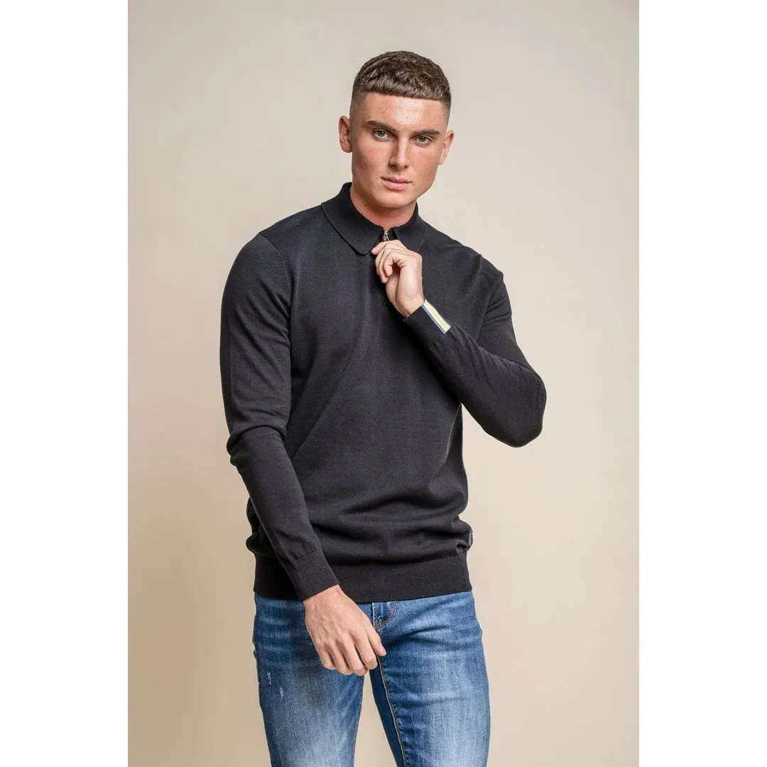 Falcao - Men's Polo Collar Quarter Zip Jumper