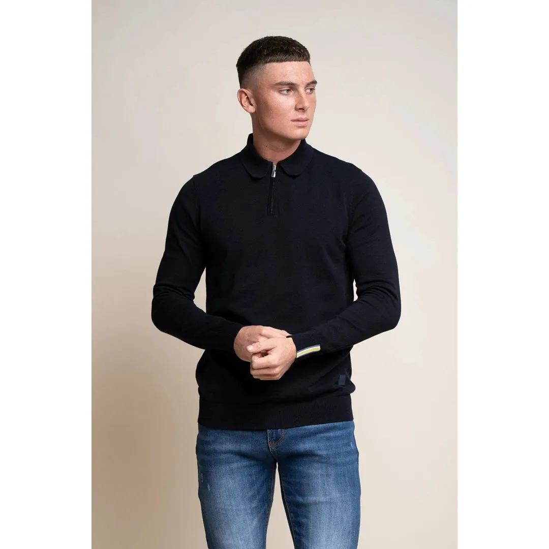 Falcao - Men's Polo Collar Quarter Zip Jumper