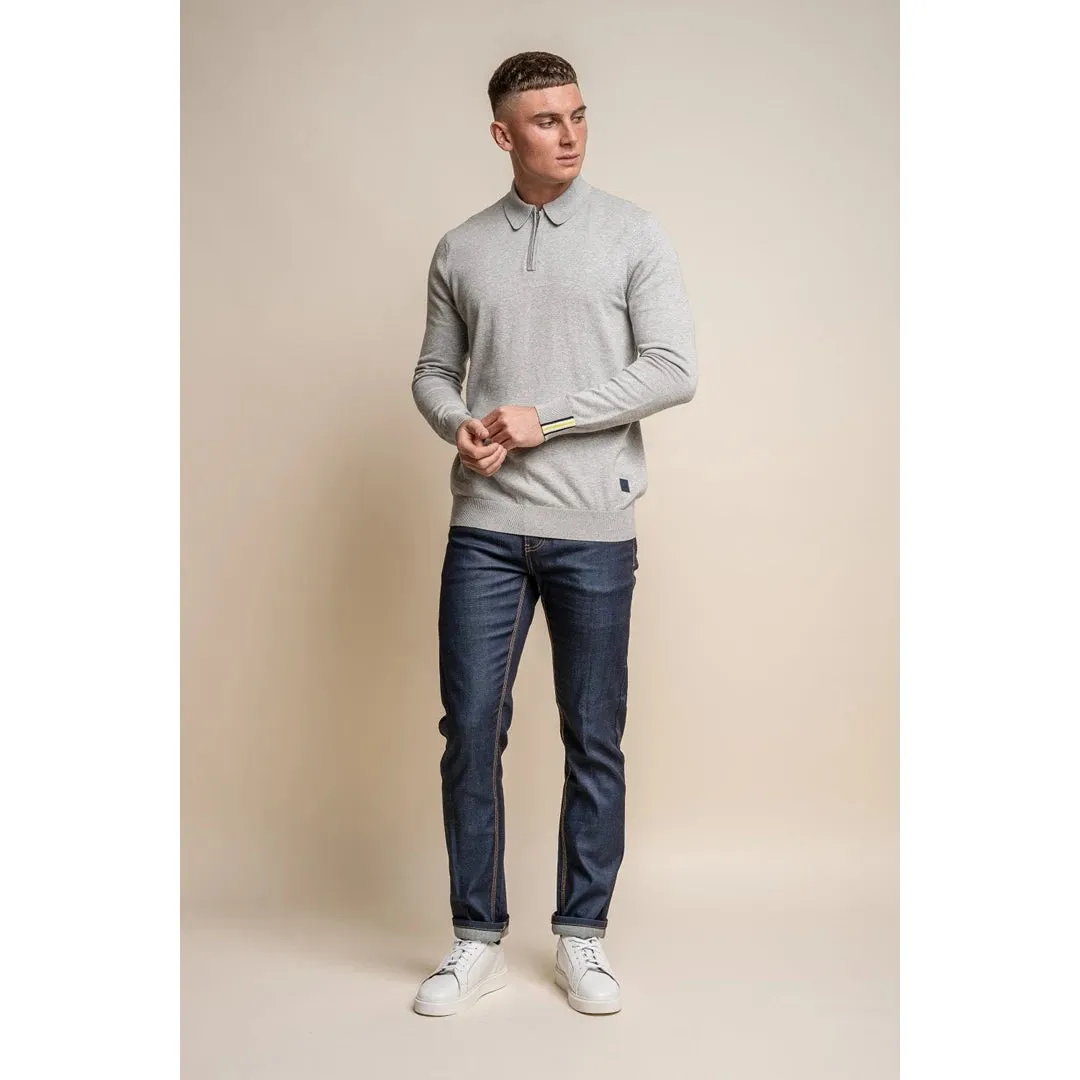 Falcao - Men's Polo Collar Quarter Zip Jumper