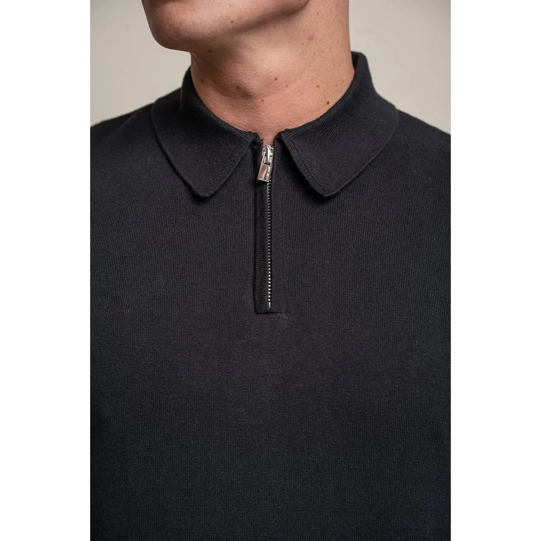 Falcao - Men's Polo Collar Quarter Zip Jumper