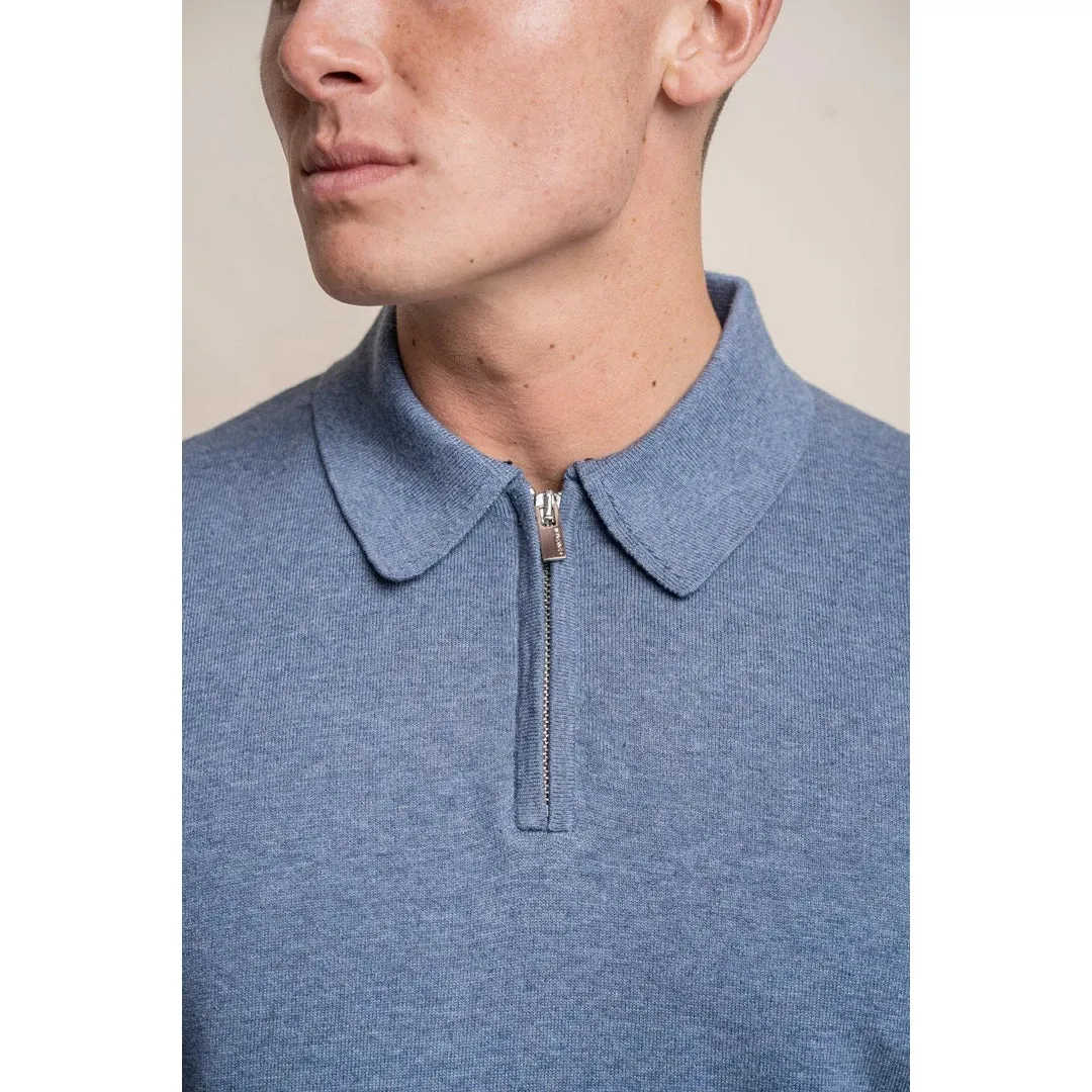 Falcao - Men's Polo Collar Quarter Zip Jumper