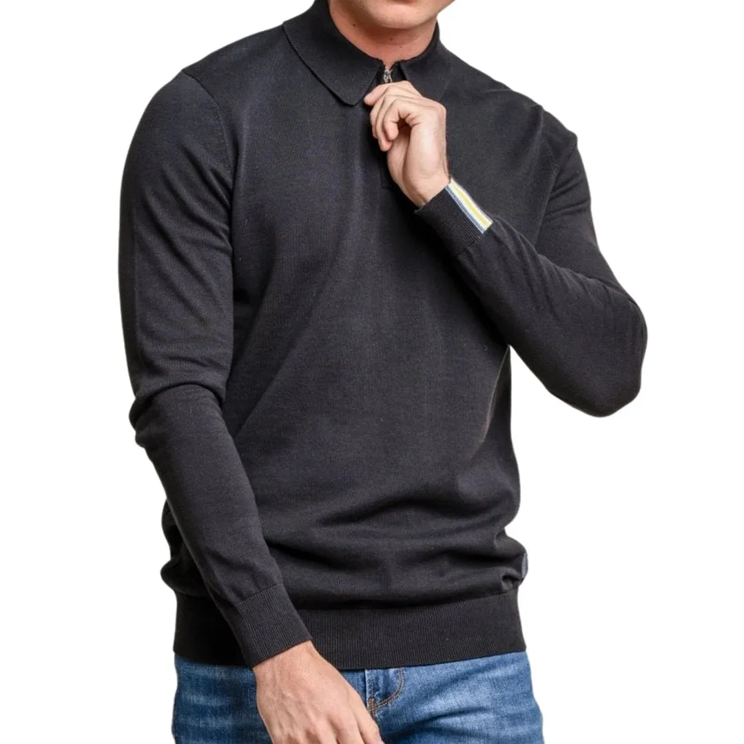 Falcao - Men's Polo Collar Quarter Zip Jumper