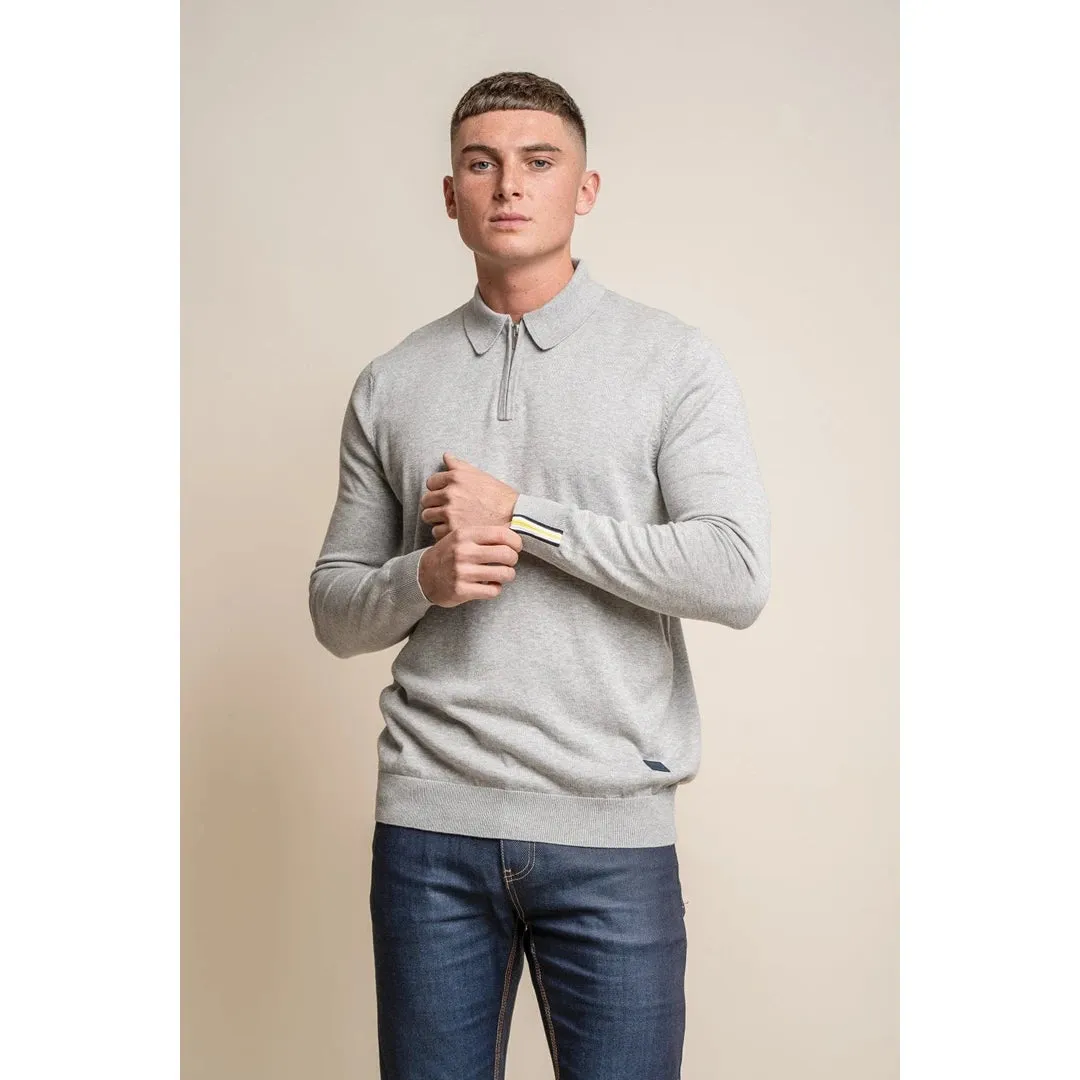 Falcao - Men's Polo Collar Quarter Zip Jumper