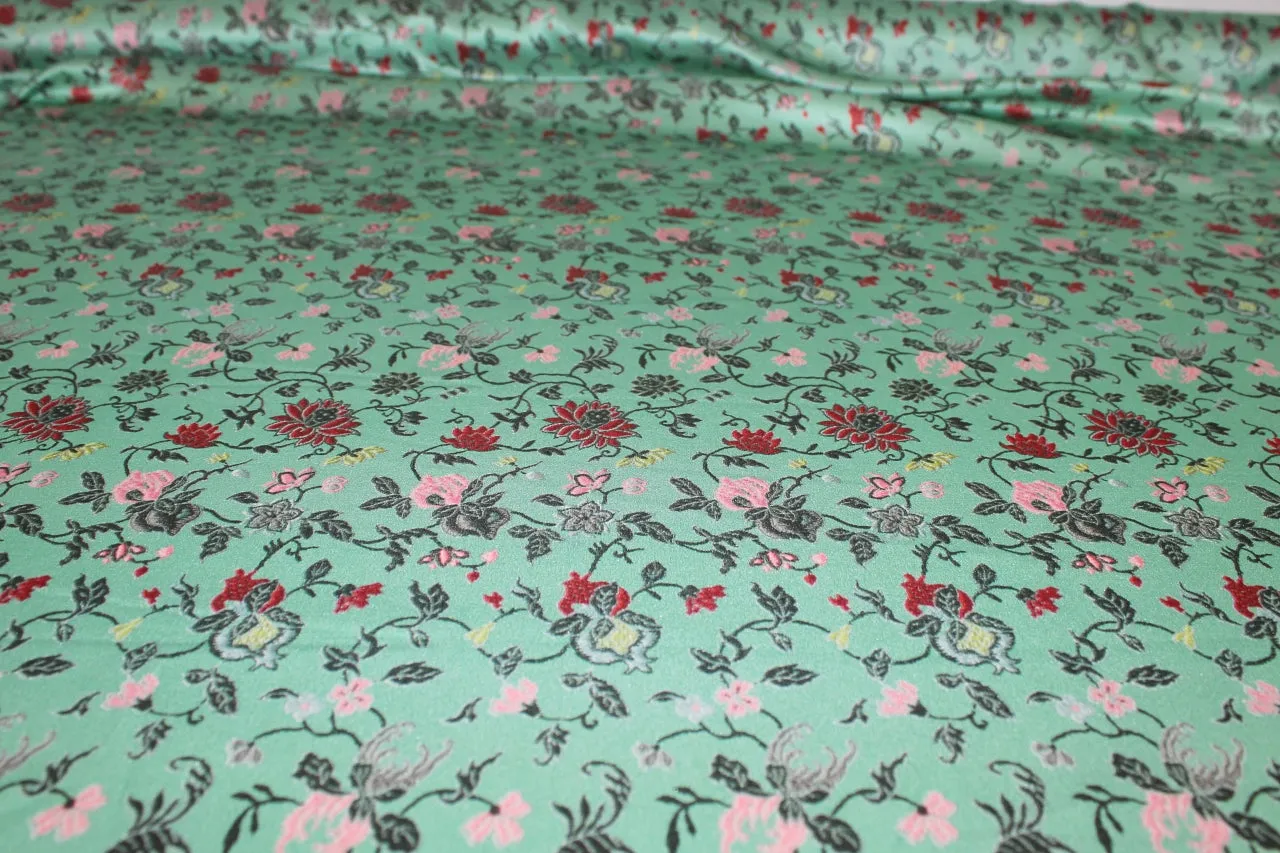 Floral Silk Charmeuse - Pinks/Red/Black/Greens