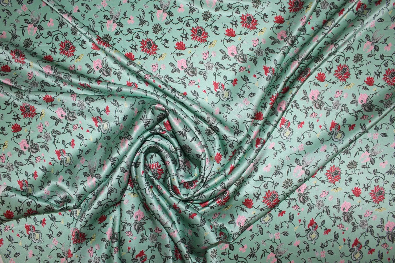 Floral Silk Charmeuse - Pinks/Red/Black/Greens