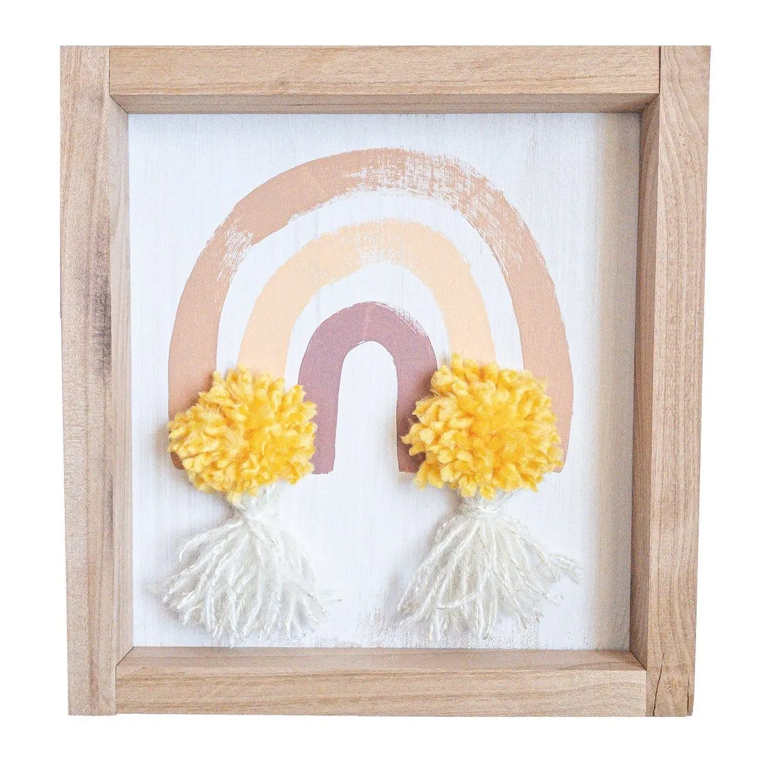 Golden Rainbow Pom Pom Tassel Sign | 10x10