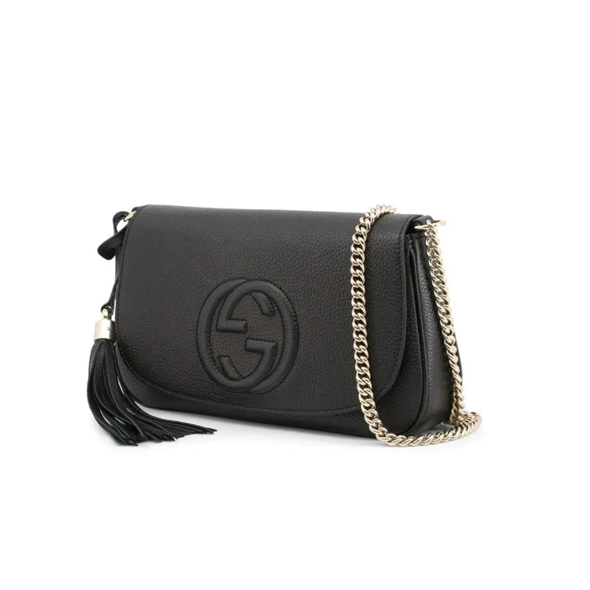 Gucci Soho Disco GG Black Tassel Chain Crossbody Bag