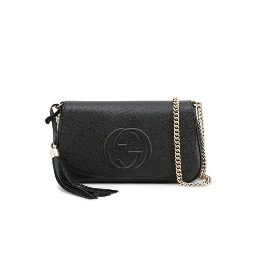 Gucci Soho Disco GG Black Tassel Chain Crossbody Bag