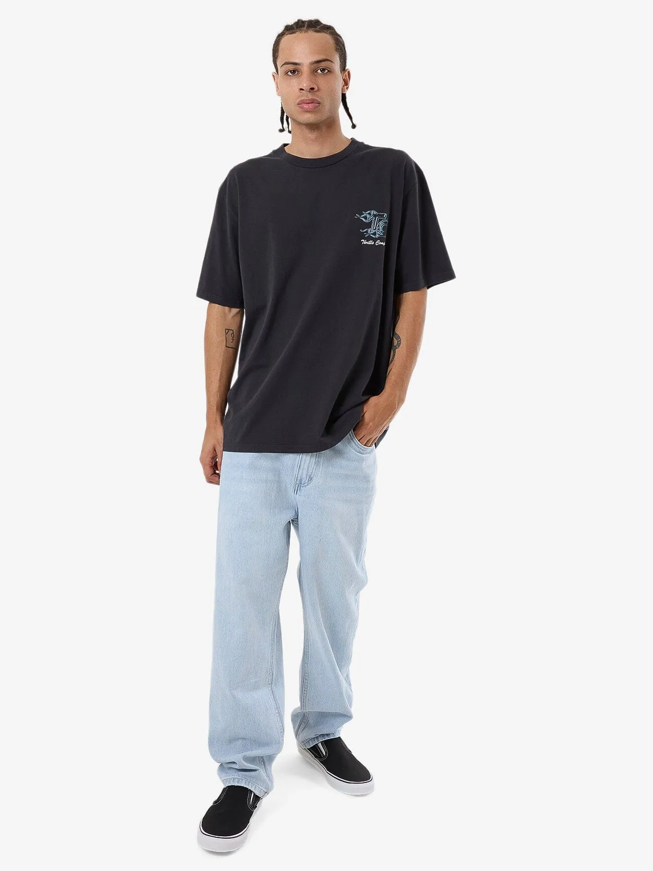 Heat Oversize Fit Tee - Washed Black