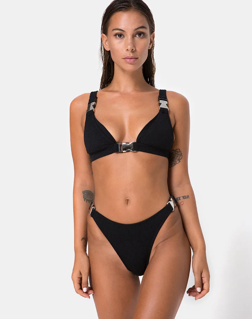 Hyuna Bikini Bottom in Black with Silver Buckle