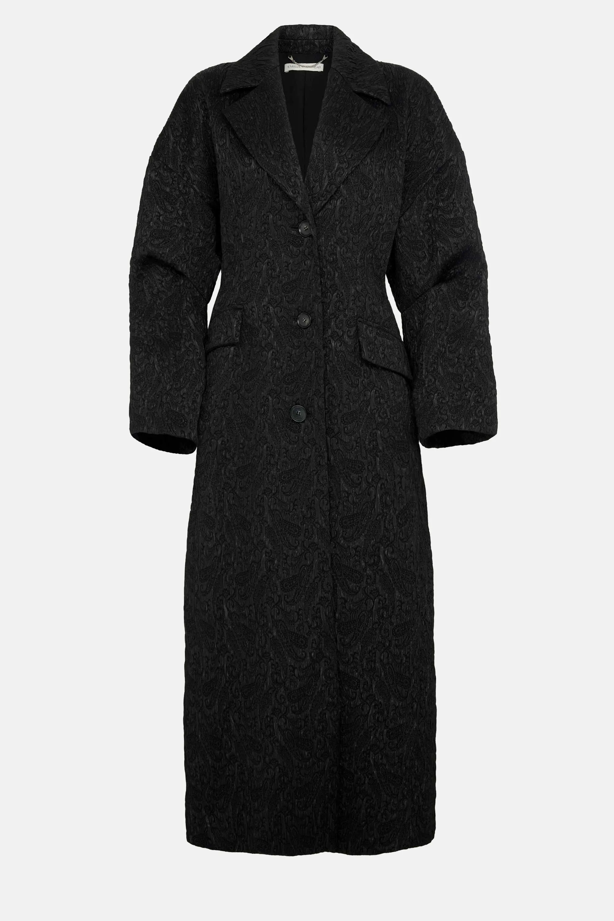 Jaya Tailored Coat in Black Seersucker Cloque