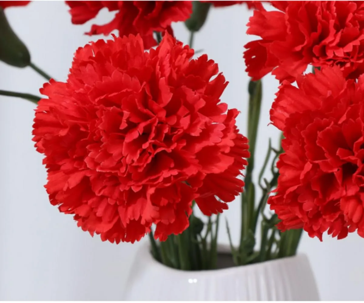 JPORSHU 10Pcs Artificial Flowers Carnation Flower,Silk Carnations Flower Bouquets, for Wedding, Home Office Garden Decoration, Table Centerpieces, Floral Arrangements (red)