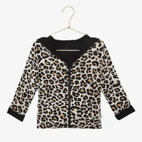 Lana Leopard Tan & Black Ribbed Reversible Long Sleeve Jacket