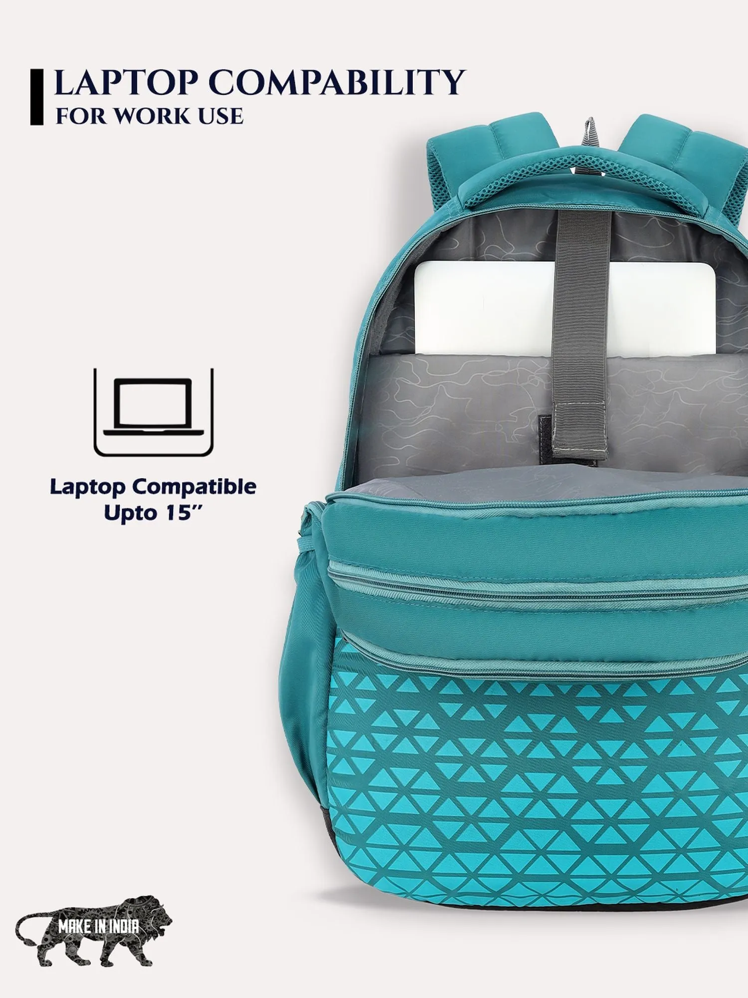 Lavie Sport Chrysolite 34L Laptop Backpack For Boys & Girls |Unisex Casual Bag for Men & Women Teal