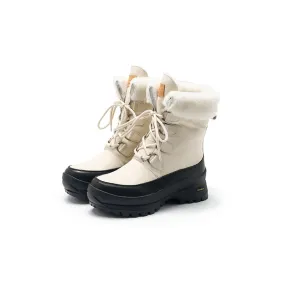 Leather Combat Boots Designer Chunky Boots Have Shearling Lined in Apricot/Beige