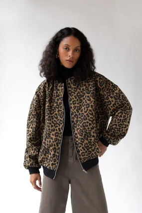 LEOPARD PRINT BOMBER JACKET