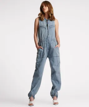 Lilly Sporty Long Denim Jumpsuit - Salty Dog