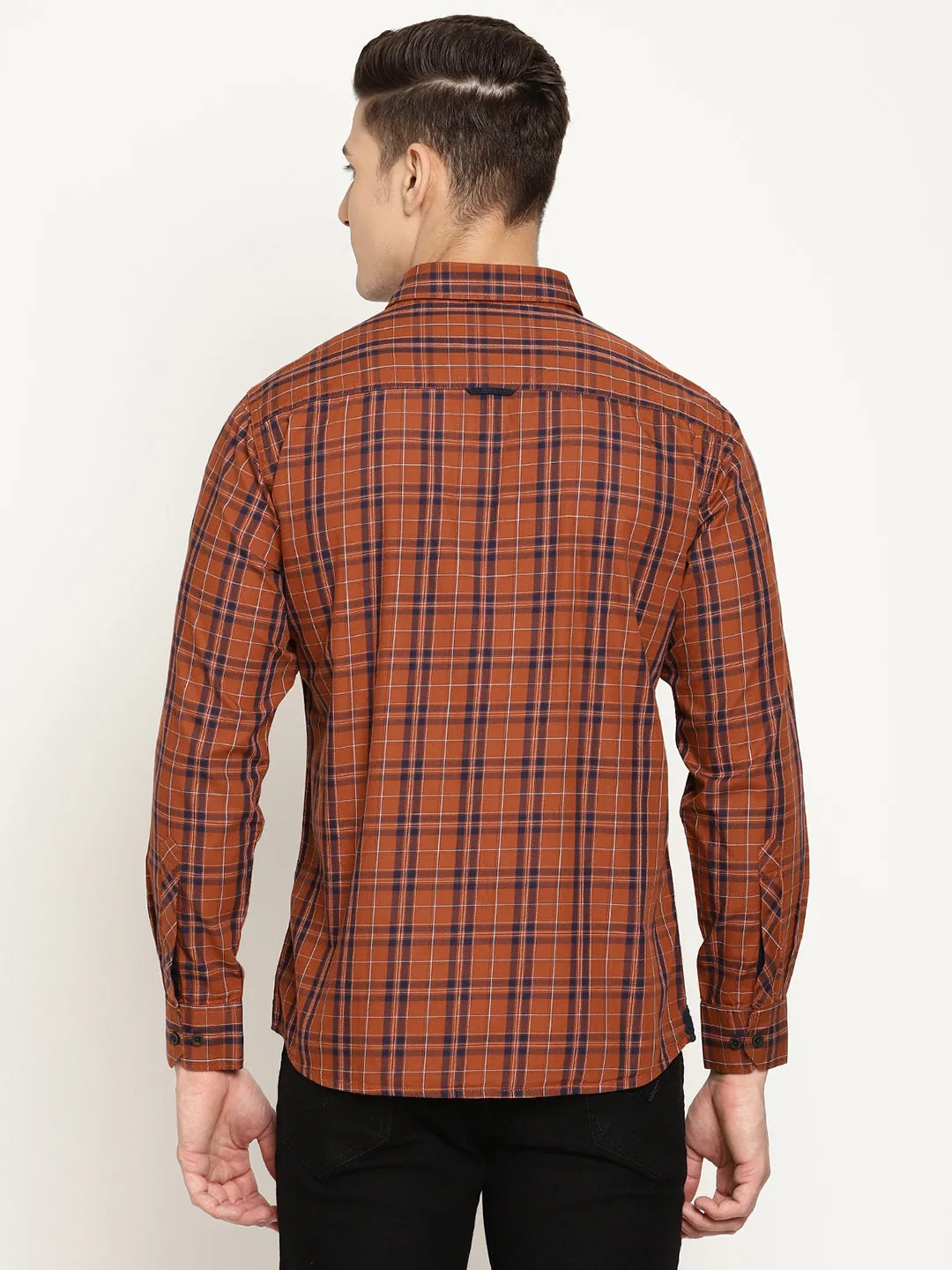 Men's Brown Casual Medium Checks Full Sleeve Shirt