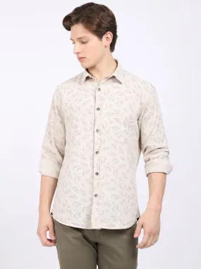 Men's Ecru Casual Ditsy Print Full Sleeve Shirt