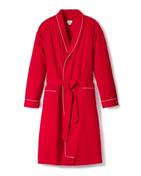 Men's Flannel Robe | Red with White Piping