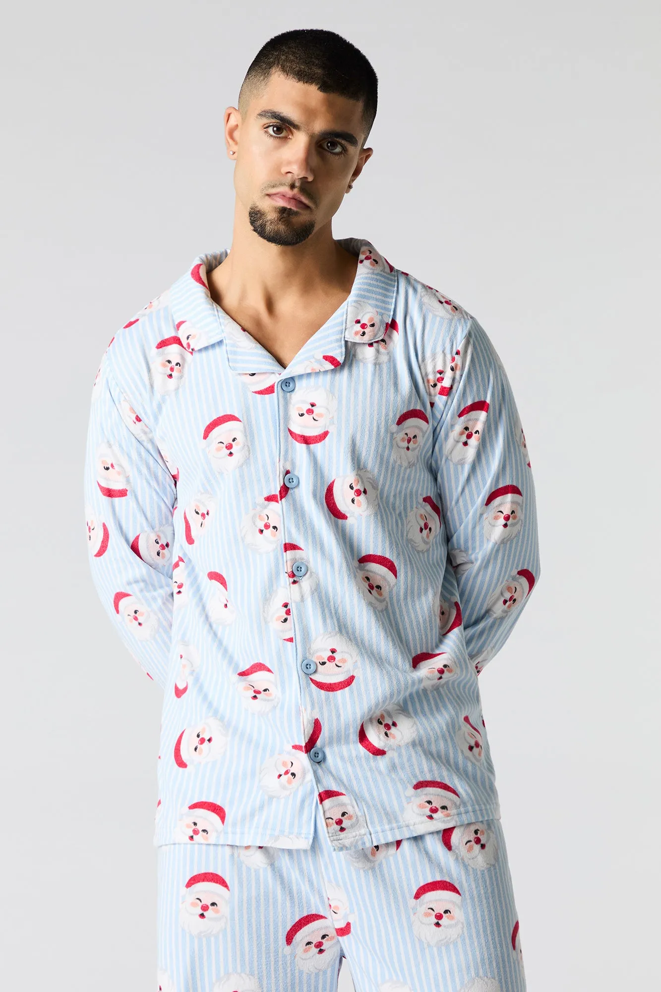 Mens Matching the Family Santa Flannel 2 Piece Pajama Set