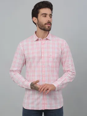 Men's Pink Casual Medium Checks Full Sleeve Shirt