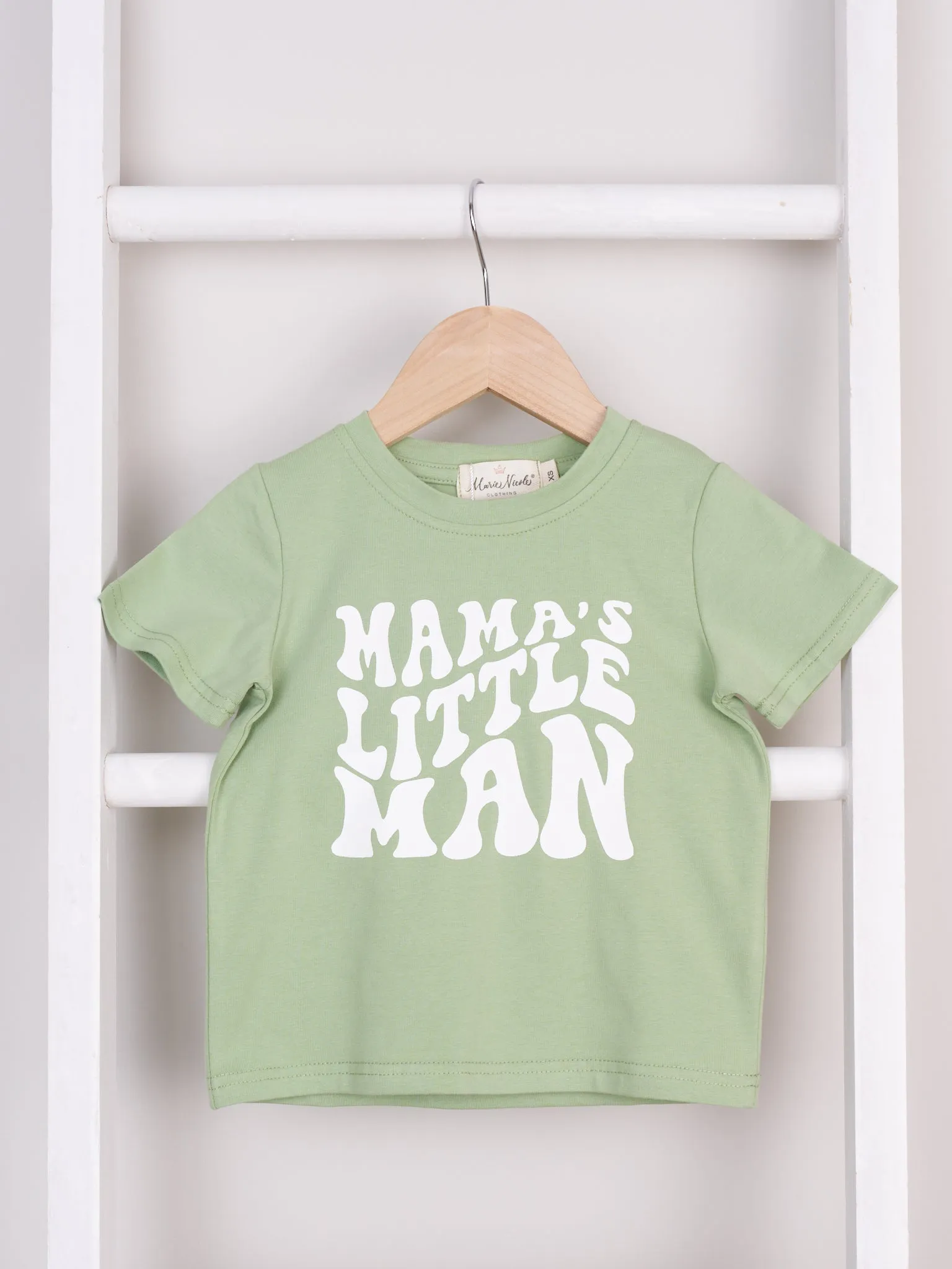 Mom & Me Green Mama/ Little Man Graphic Shirt & Romper